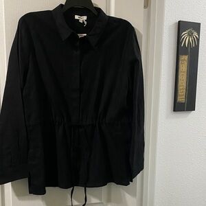 DKNY Black Textured Linen Shirt